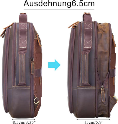 TIDING Laptop Rucksack Herren Lederrucksack Gross für Business Schule Backpacks 15.6 Zoll Aktentasch