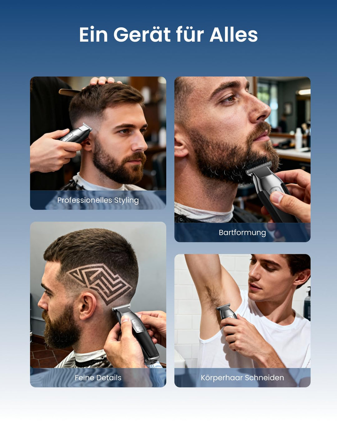 RENPHO Haarschneidemaschine, Barttrimmer Herren mit Scharfe Klingen, LED Anzeige Trimmer Herren, Lei
