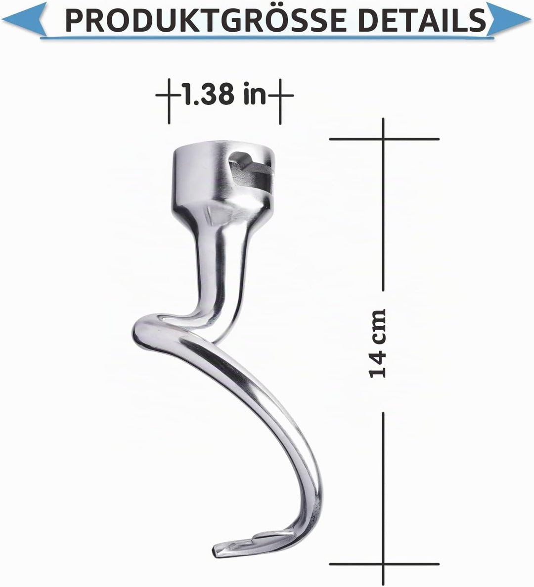 Spiralknethaken Edelstahl für KitchenAid 4,5–5 Quart Mittelgrosse Küchenmaschinen mit kippbarem Moto