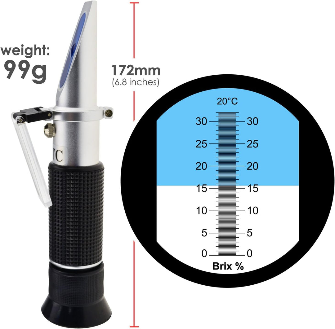 GAIN EXPRESS 0-32% Brix Refraktometer ATC Hochkonzentrierte Zuckerlösung Inhalt Test-Tool 0,2% Divis