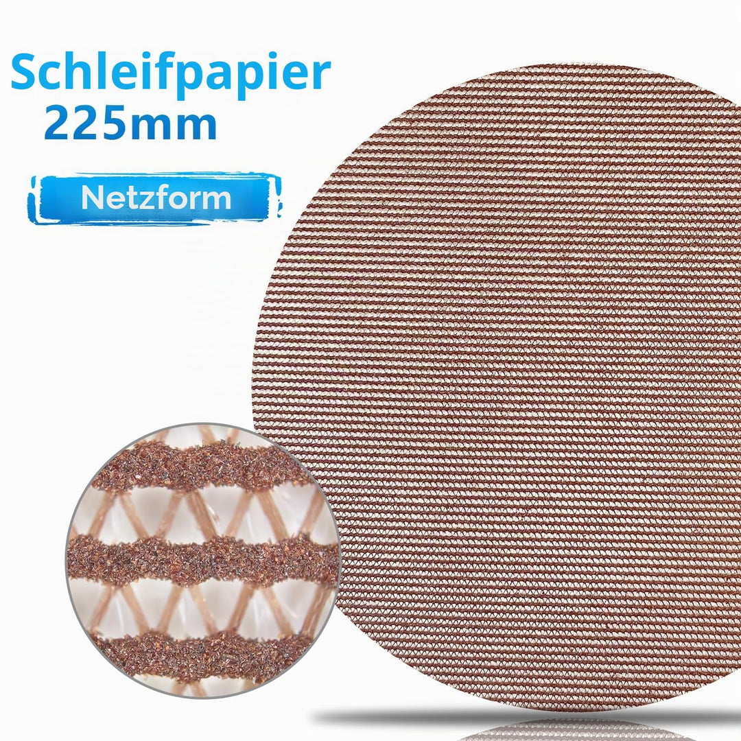 20 Stück Schleifgitter 225mm klett 150 körnung, für Trockenbauschleifer und Deckenschleifer Körnung