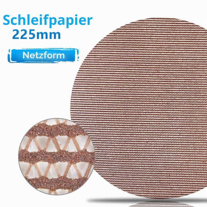 20 Stück Schleifgitter 225mm klett 150 körnung, für Trockenbauschleifer und Deckenschleifer Körnung