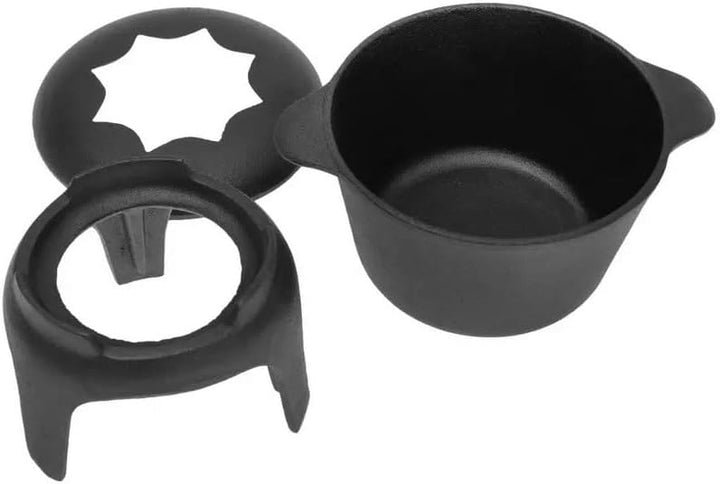 Fondue Set| aus Gusseisen mit 6 Gabeln, Geeignet für Käse- Schoko- und Fleisch-Fondue, 1,5l, Schwarz