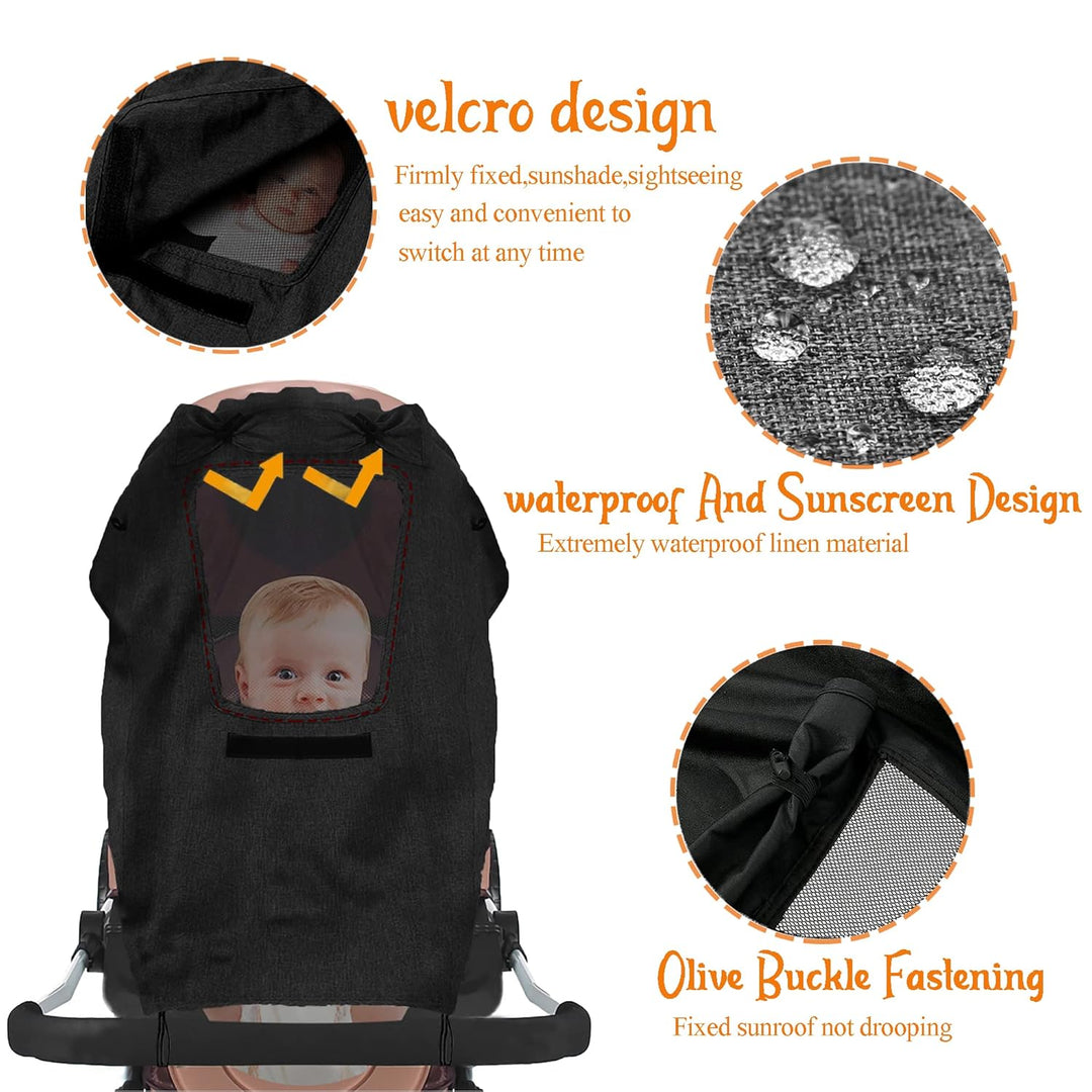 Kinderwagen sonnenschutz,Sonnenschutz für buggy,kinderwagen haken mit UV Schutz 50+ und Wasserdicht,