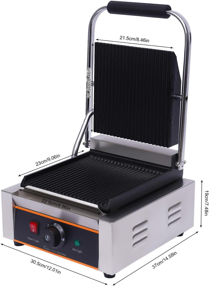 Profi Edelstahl Kontaktgrill Gastro Steakgrill Paninimaker Multigrill 1800 Watt,für den dauerhaften