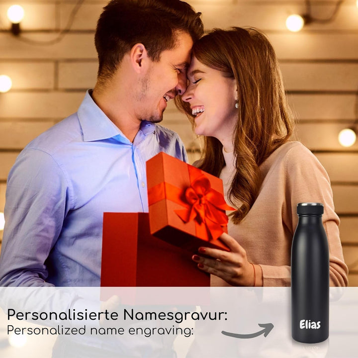 Milu® Trinkflasche mit Gravur personalisiert - als Geschenk-Idee Ostern, Vatertag, Muttertag, Weihna