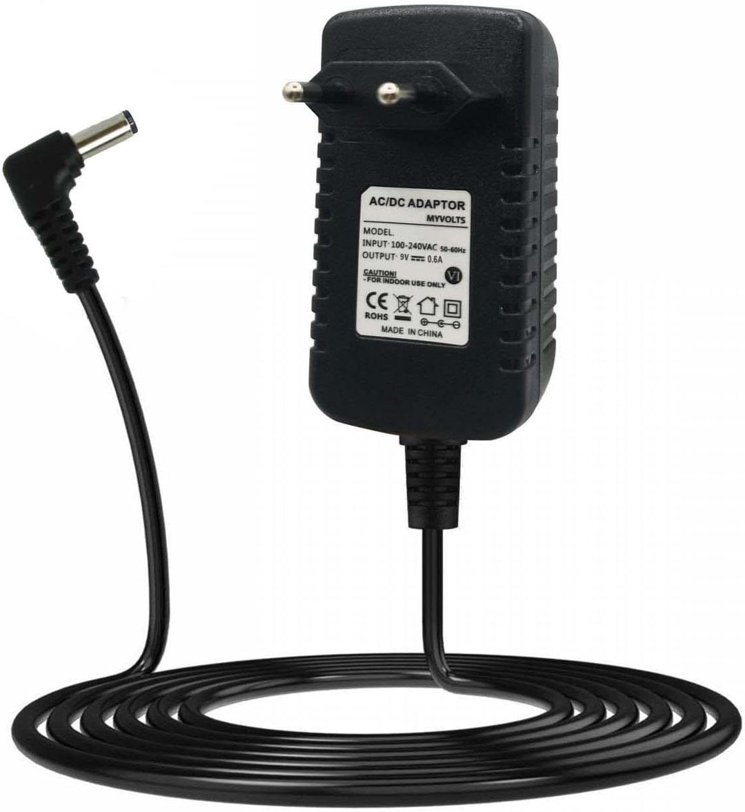 MyVolts 9V EU-Netzteil kompatibel mit Behringer Powerplay P1 In-Ear Monitor - mit Verlängerungskabel
