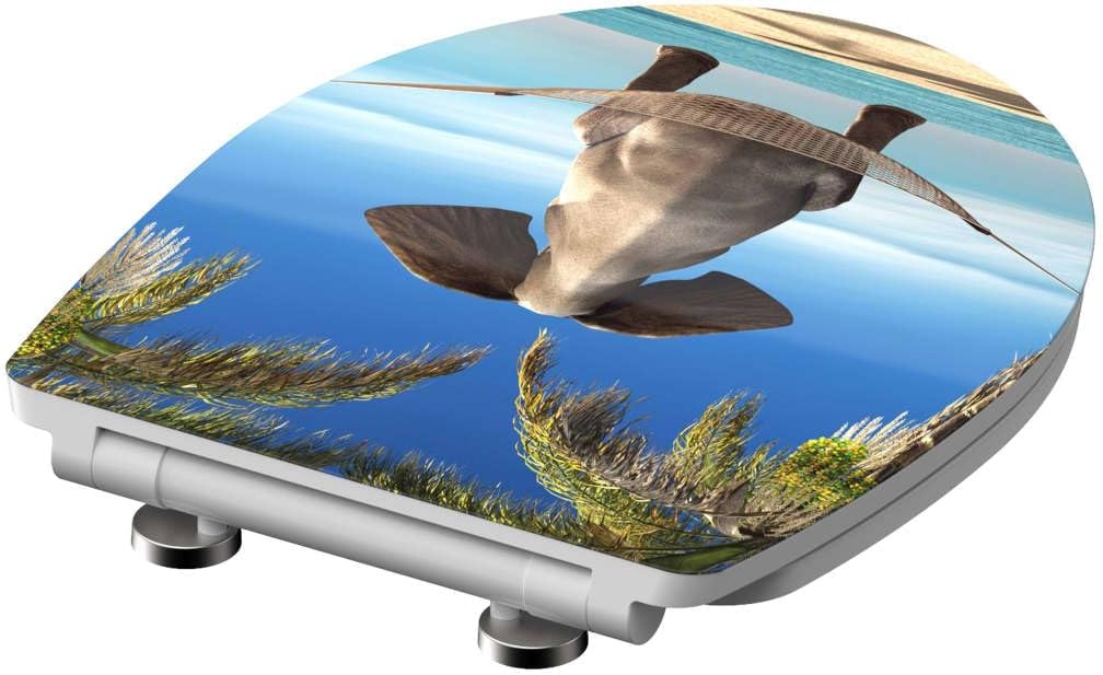 SCHÜTTE WC-Sitz Duroplast HG HAPPY ELEPHANT, Hochglänzender Toilettensitz mit Absenkautomatik, Schne