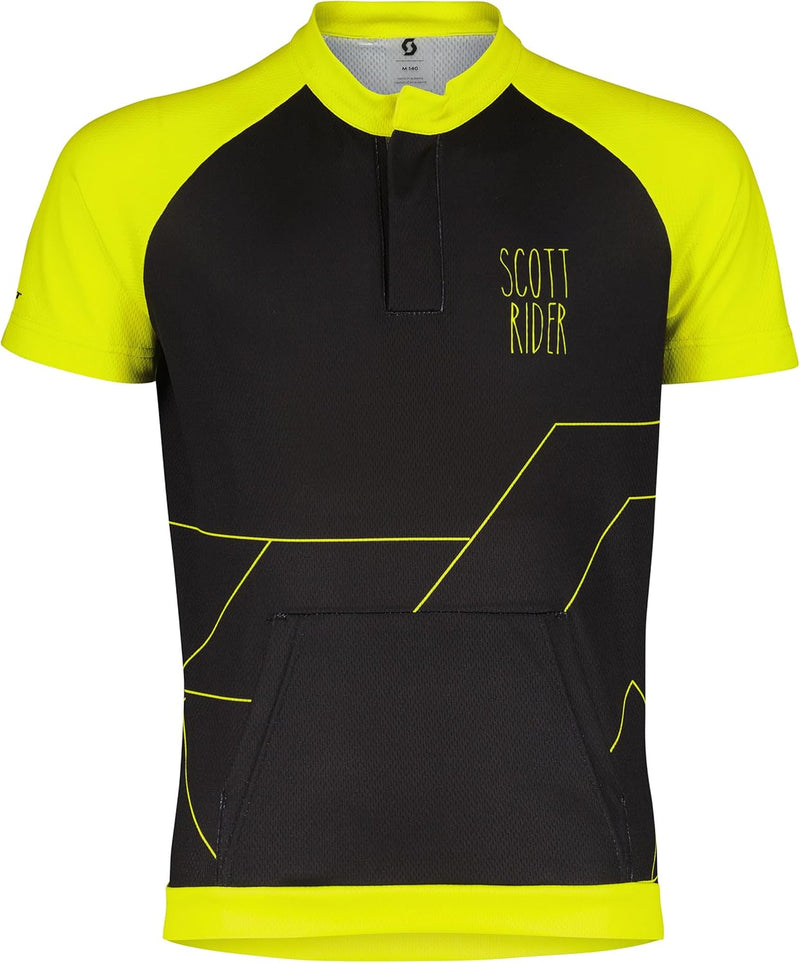 Scott RC Team Junior Kinder Fahrrad Trikot kurz schwarz/gelb 2024: Grösse: M (140)