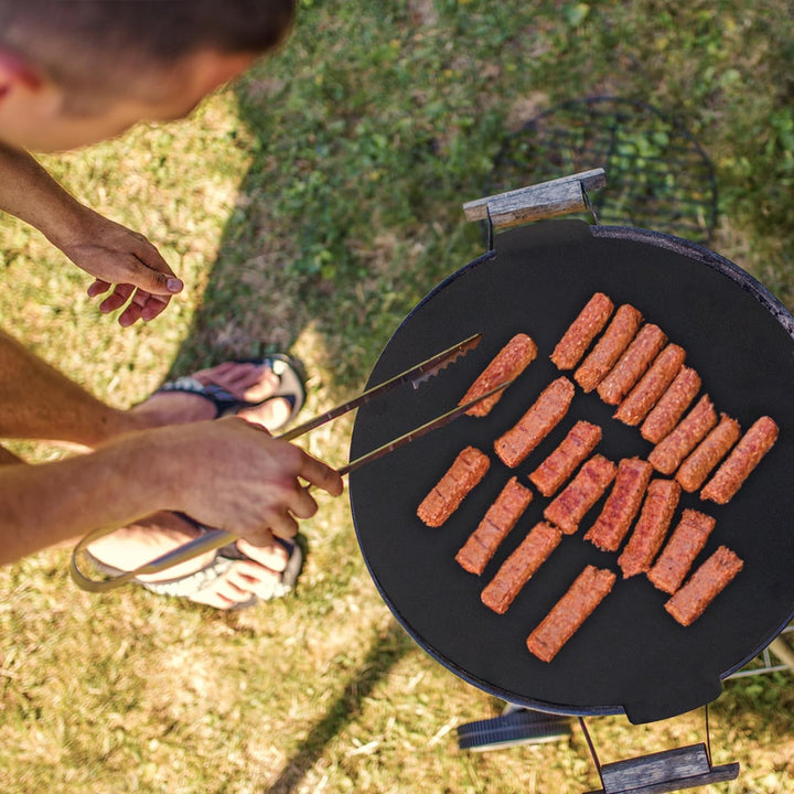 LZQ Gusseisengrillpfanne Rund Ø45cm, BBQ-Dreibein, Abnehmbare Grillplatte, Dutch Oven, Grillzubehör