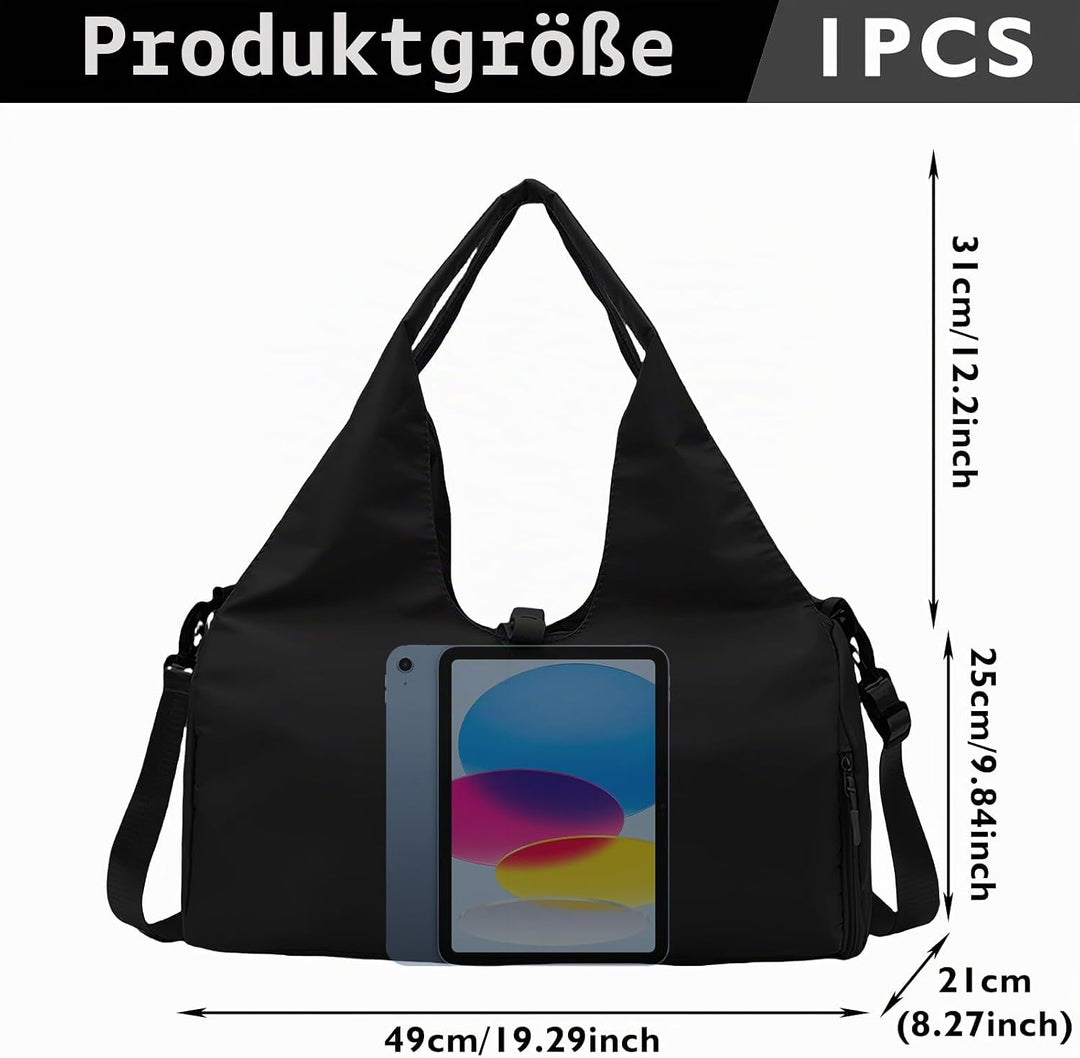 30L Grosse Schwarze Yogatasche: Wasserdicht Tragetasche Yogatasche, Sporttasche Damen, Sporttasche R