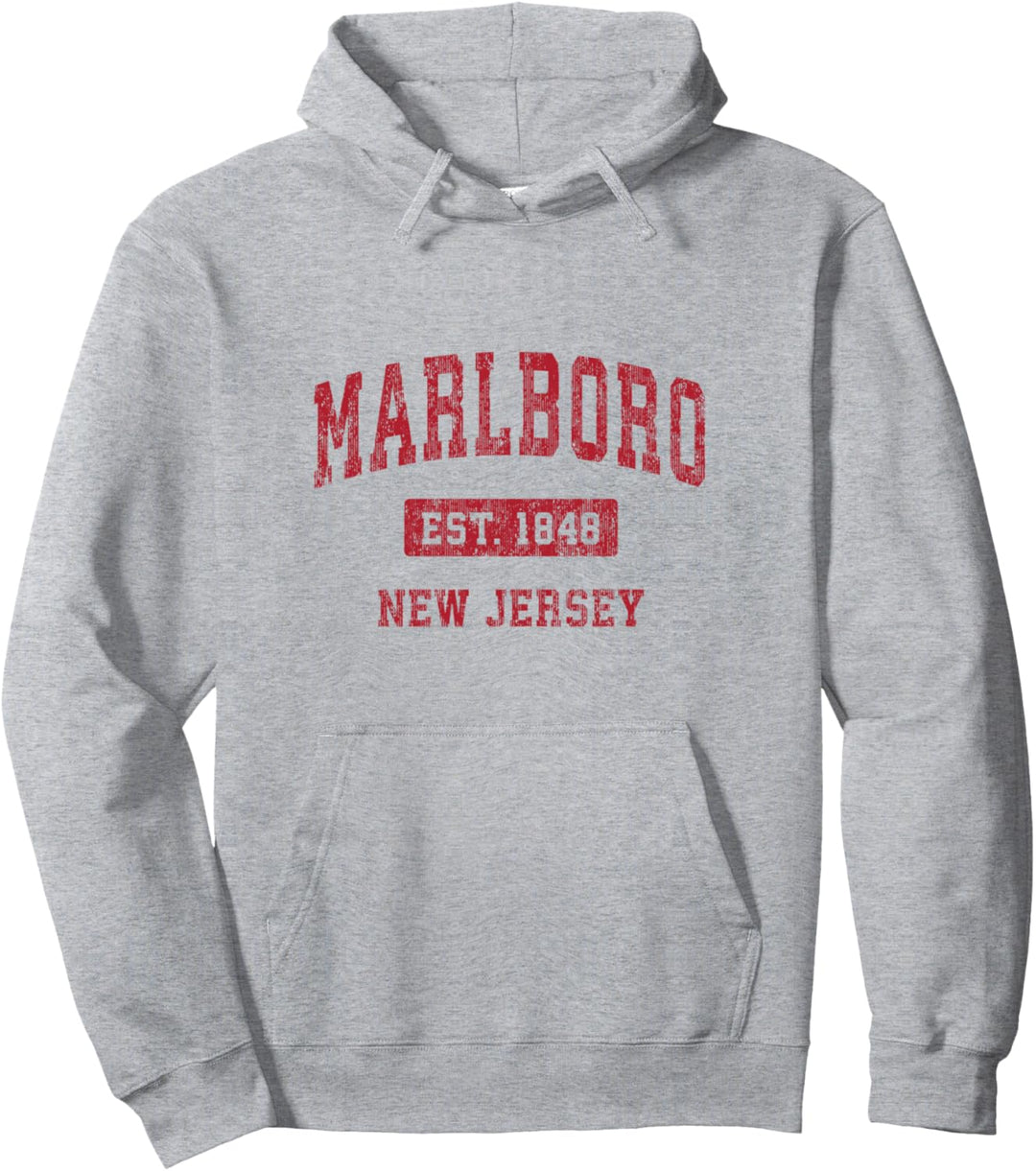 Marlboro New Jersey NJ Vintage Sports Design Rot Pullover Hoodie