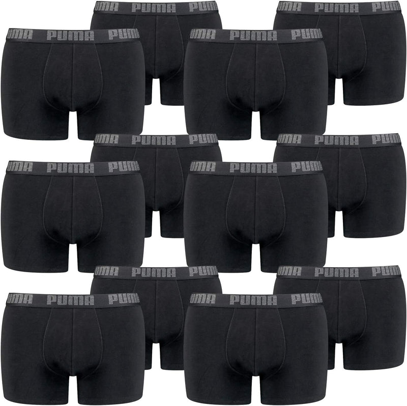 PUMA 12 er Pack Boxer Boxershorts Men Herren Unterhose Pant Unterwäsche, Farbe:230 - Black/Black, Be