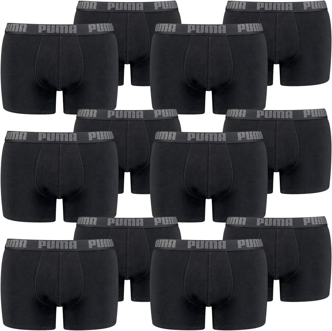 PUMA 12 er Pack Boxer Boxershorts Men Herren Unterhose Pant Unterwäsche, Farbe:230 - Black/Black, Be