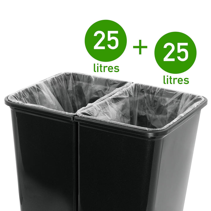 Grizzly Doppelmülleimer 2 x 25l Recycling - Abfallbehälter Mit 2-fach Deckel - Anthrazit Metallic, A