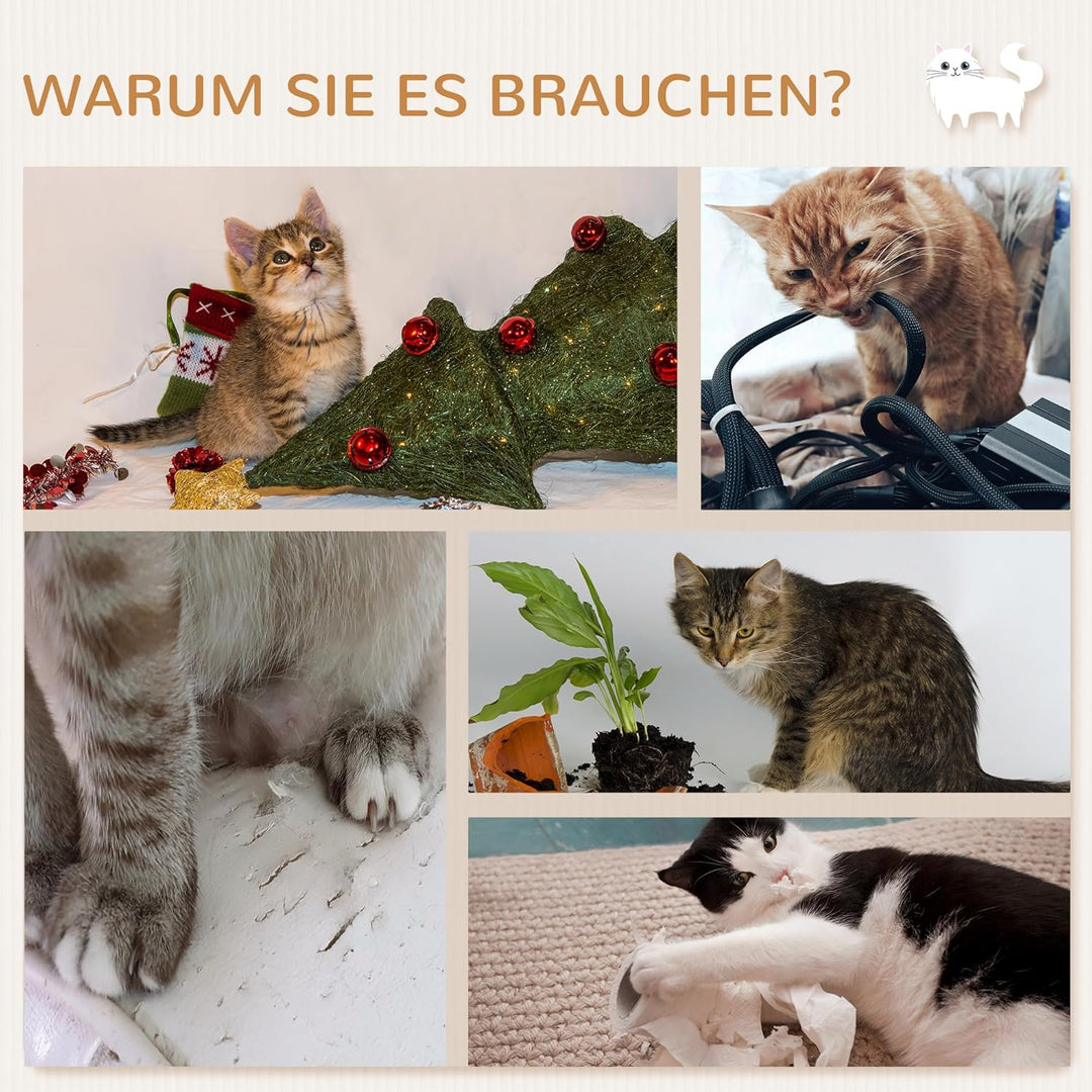 PawHut Kletterwand Katzen 7-teilig Katzenkletterwand Set mit Sisalpfostenleiter Plattform Katzen Wan