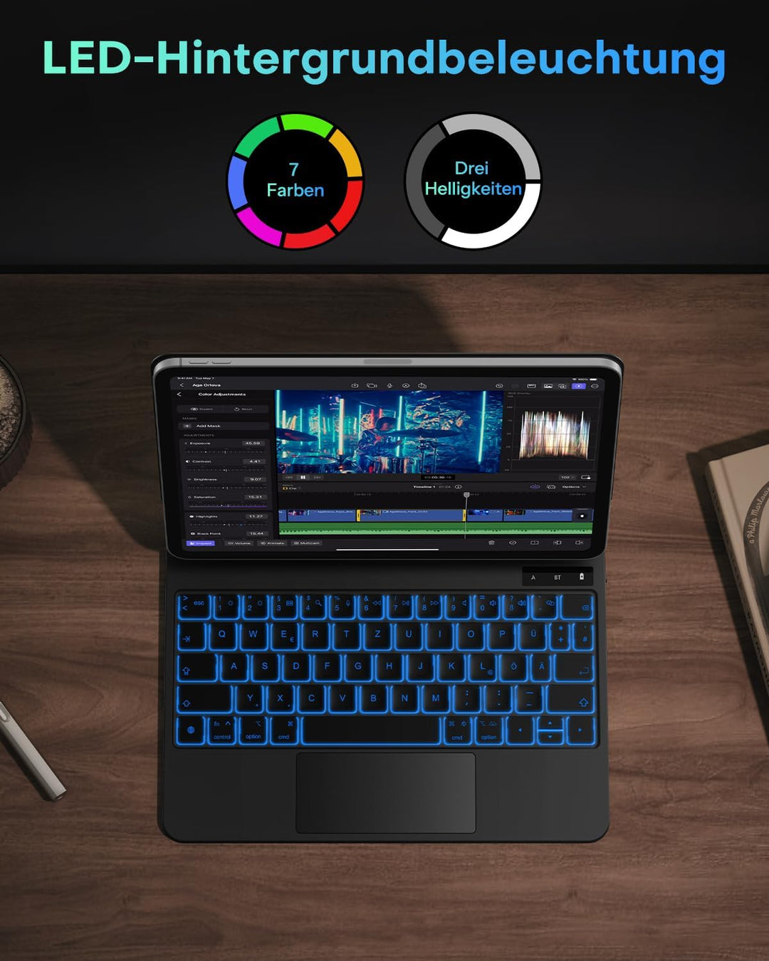 OMOTON Tastatur Hülle für iPad Air 6 11 Zoll 2024, iPad Pro 11 4/3/2/1 Gen, Air 5/4 10.9 Zoll, Magic