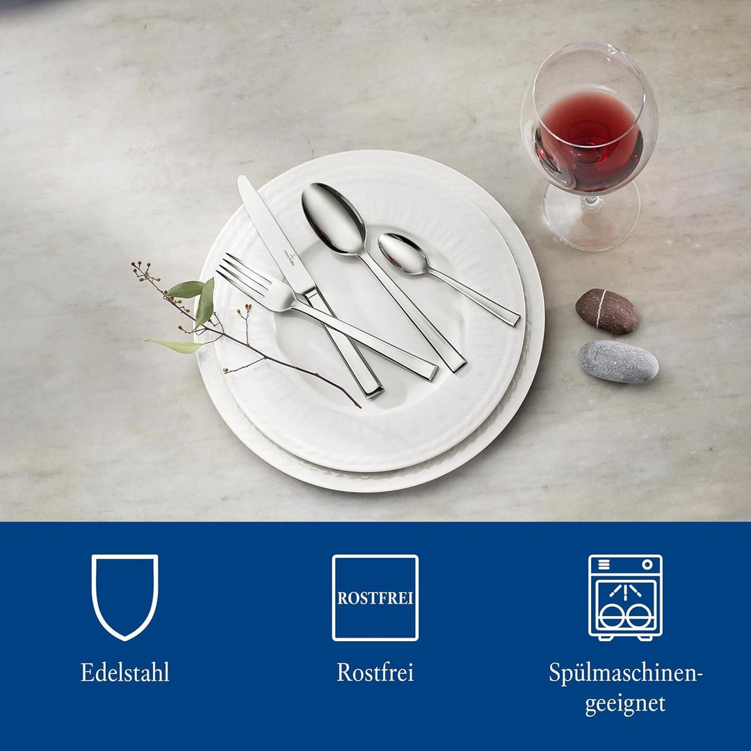 Villeroy & Boch – Victor Besteckset 48 tlg. Silber/Platin, Spülmaschinenfest, Rostfrei, Besteck Set
