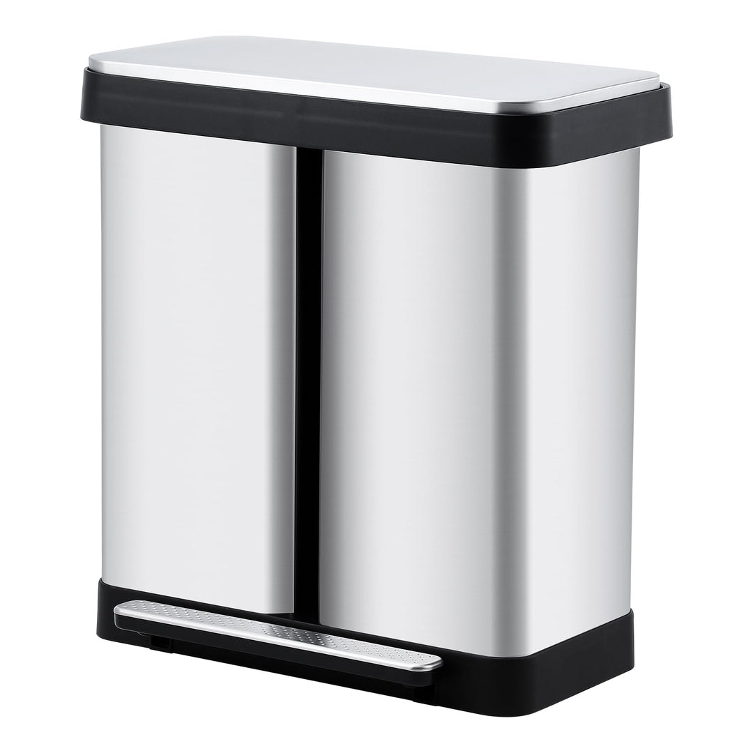 Mülleimer Küche,2 x 36 L Mülltrennsystem Edelstahl Mülleimer 2 fächer tretmülleimer Doppeldeckel mül
