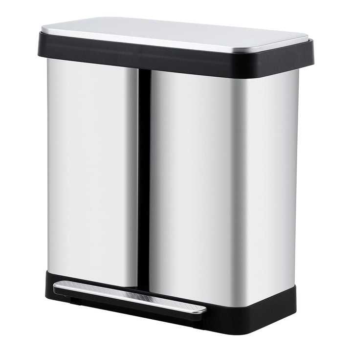 Mülleimer Küche,2 x 36 L Mülltrennsystem Edelstahl Mülleimer 2 fächer tretmülleimer Doppeldeckel mül