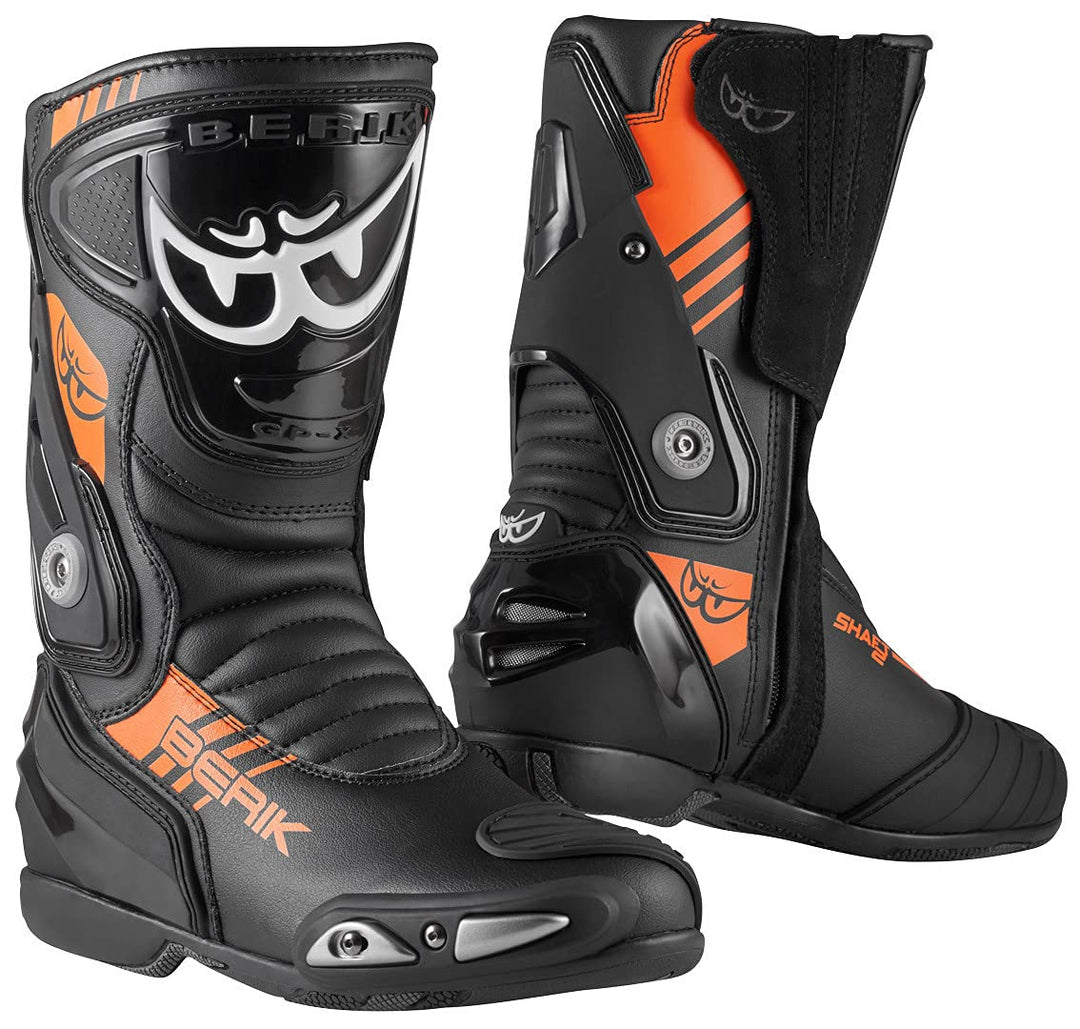 Berik Shaft 3.0 Motorradstiefel, schwarz/orange, 46 Schwarz Orange 46 EU, Schwarz Orange 46 EU