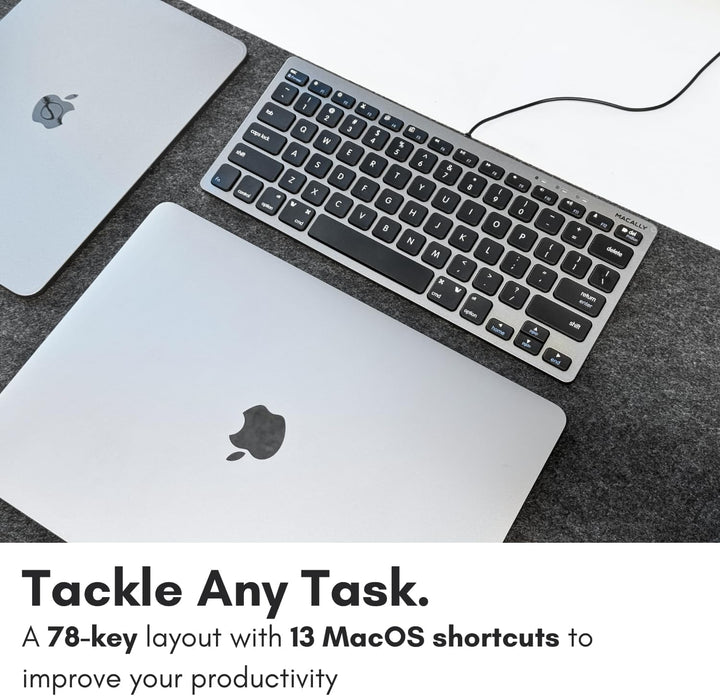 Macally Schlanke USB-Tastatur für Apple Mac, iMac, MacBook Pro/Air, Mac Mini, Windows PC Desktops, L