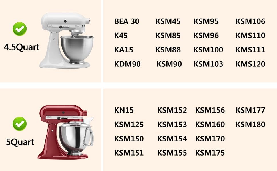 Rührbesen aus Edelstahl, kompatibel mit Kitchen Aid Standmixern mit kippbarem Kopf (4,5–5 Quart), Er