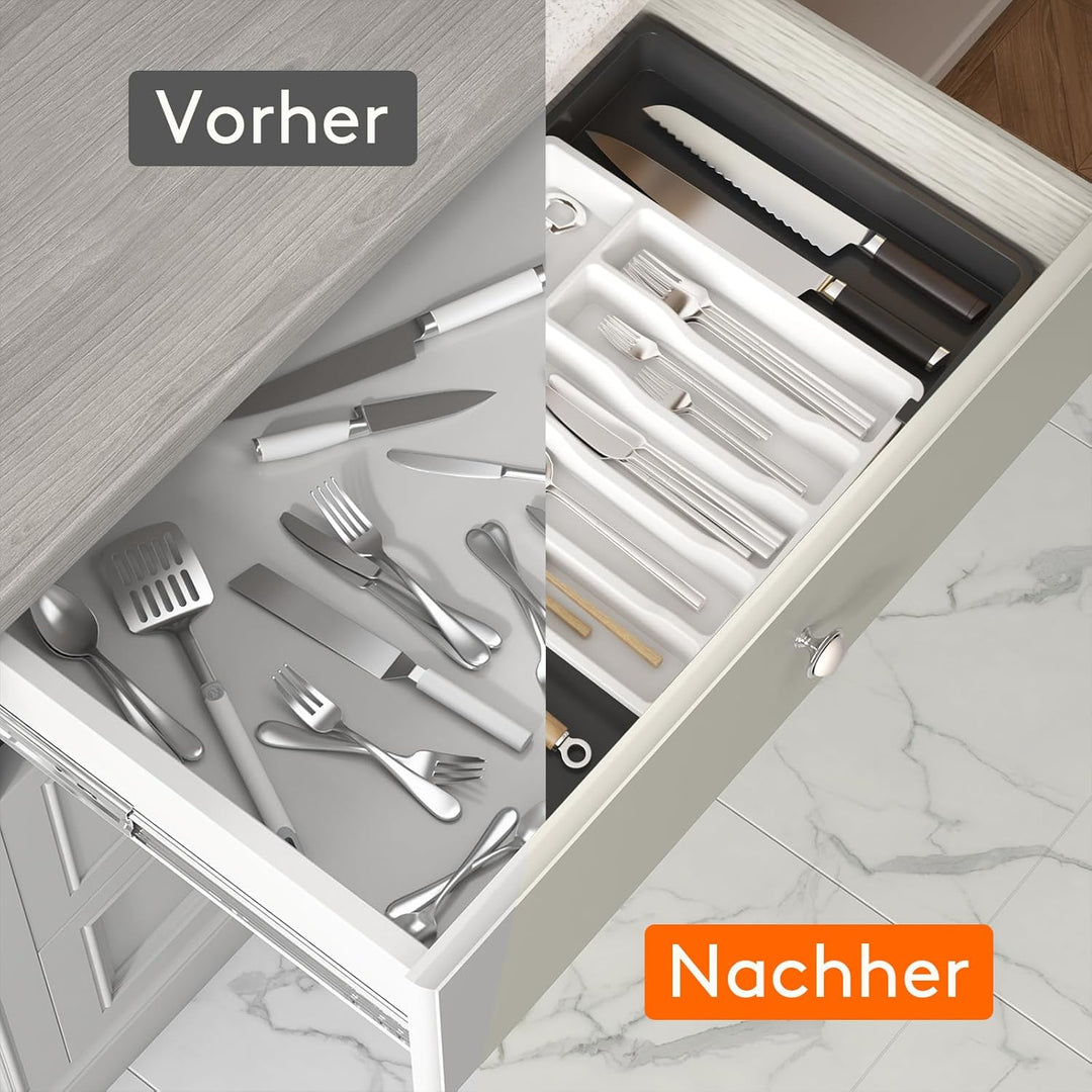 Lifewit Besteckhalter, erweiterbarer Utensilienhalter für Schublade, verstellbarer Besteckkasten, ko