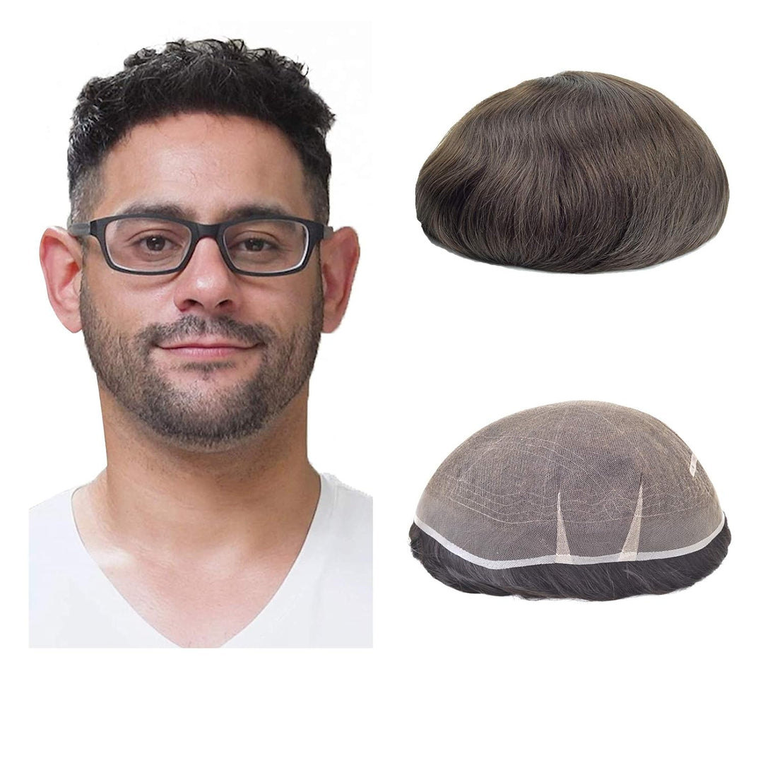 Lordhair Toupet Human Hair Herrenperücke, Französische Spitze Webart, 20 x 25 cm, Leichtes Haarersat