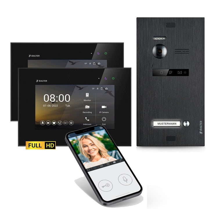 SCHUTZER Balter EVO-HD Video-Türsprechanlage für 1 Familienhaus, 7" Touchscreen Monitor 175° Weitwin