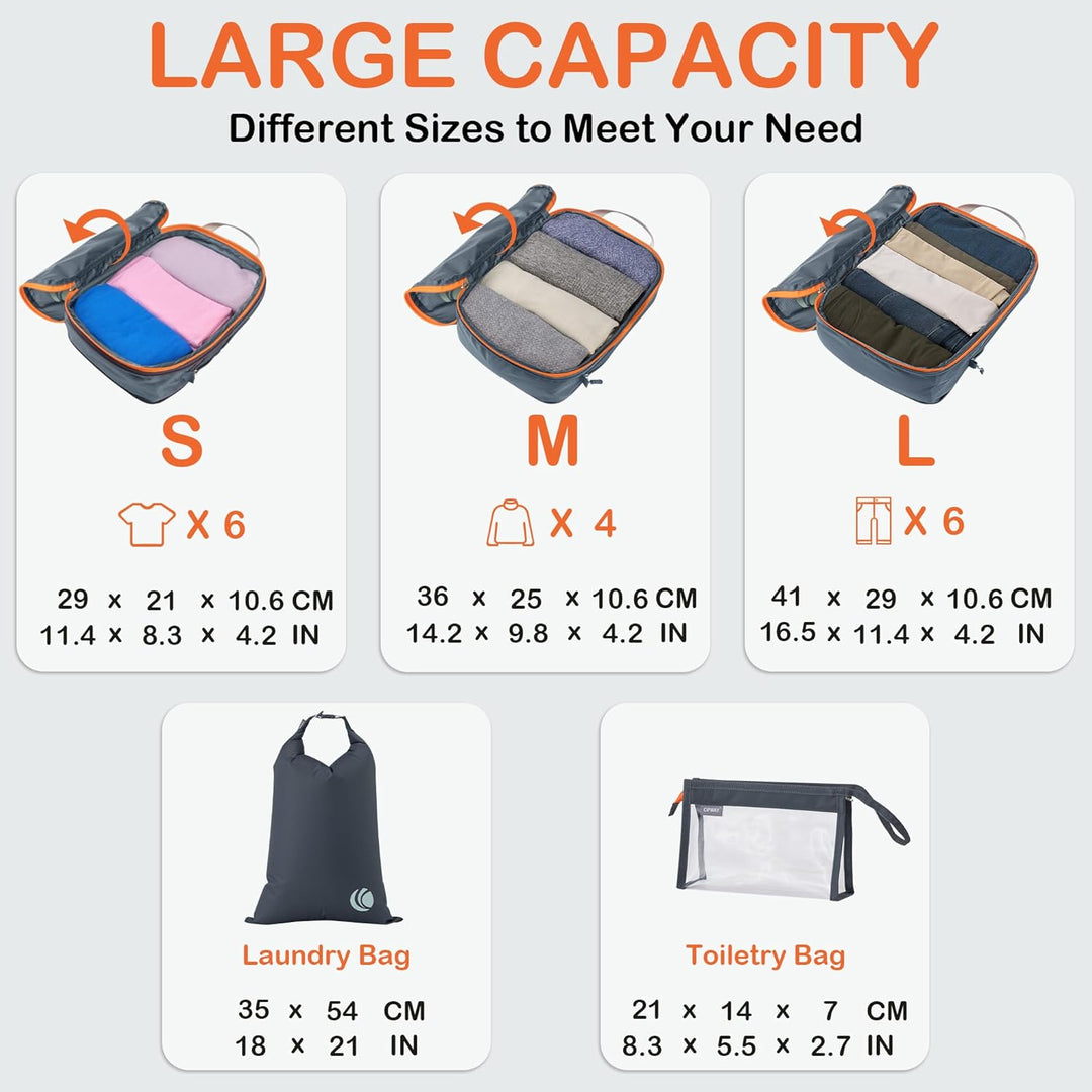 Cipway Kompression Koffer Organizer Set für Rucksack ，Ultraleichte Packtaschen Compression Packing C