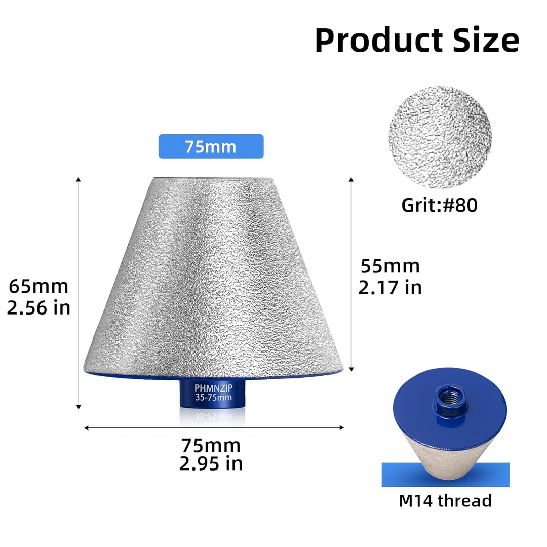 Diamant Fasenfräser 75 mm x M14 Senkbohrer Fasenbits Diamant Senker Bohrer Diamantfräser für Fliesen