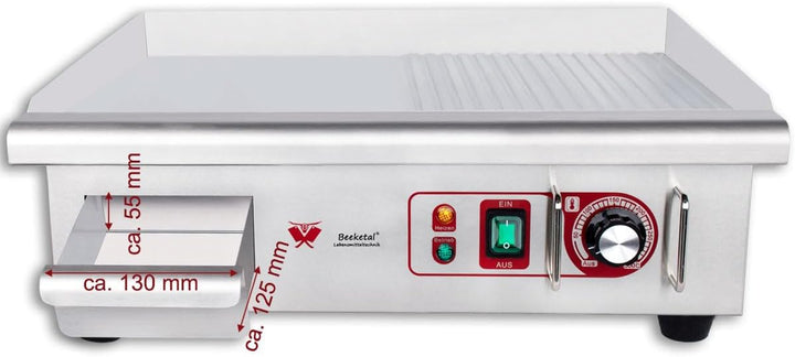 Beeketal 'BGP-IV' Profi Gastro Gusseisen Grillplatte elektrisch mit 55 x 36,5 cm Grillfläche (glatt