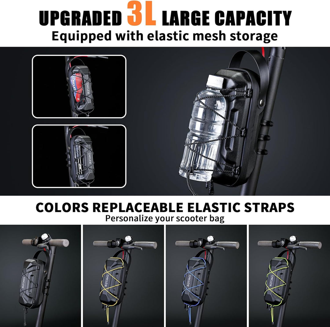 CHICLEW 3L Grosse Kapazität Scooter Tasche, Schnellverschluss Wasserdichte E Roller Tasche, Tragbare