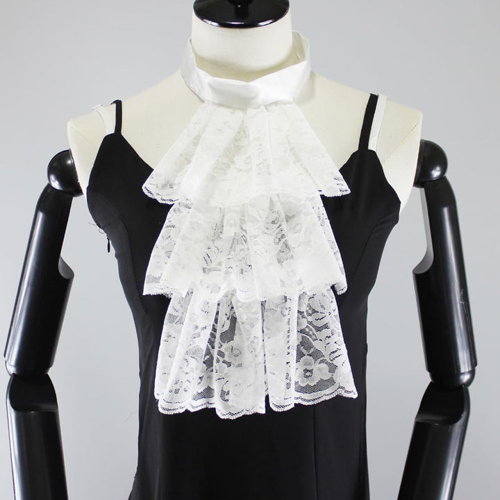 Elegtiskas Detachable Dickey Collar Victorian Lace Jabot Neck Ruff Collar Fake Collar S-M 244white,
