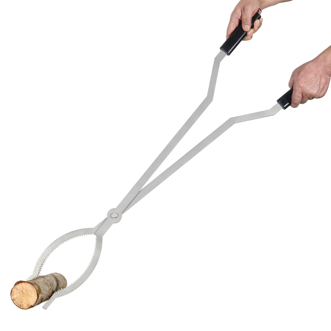 101,6 cm Feuerzange Brennholzgreifer Edelstahl Grosse Feuerstelle Werkzeug Indoor Kamin Outdoor Lage