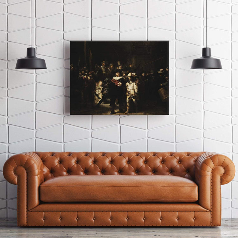 PICANOVA – Rembrandt – The Night Watch 80x60cm – Bild auf Leinwand – Premium Kunstdruck Auf 2cm Holz