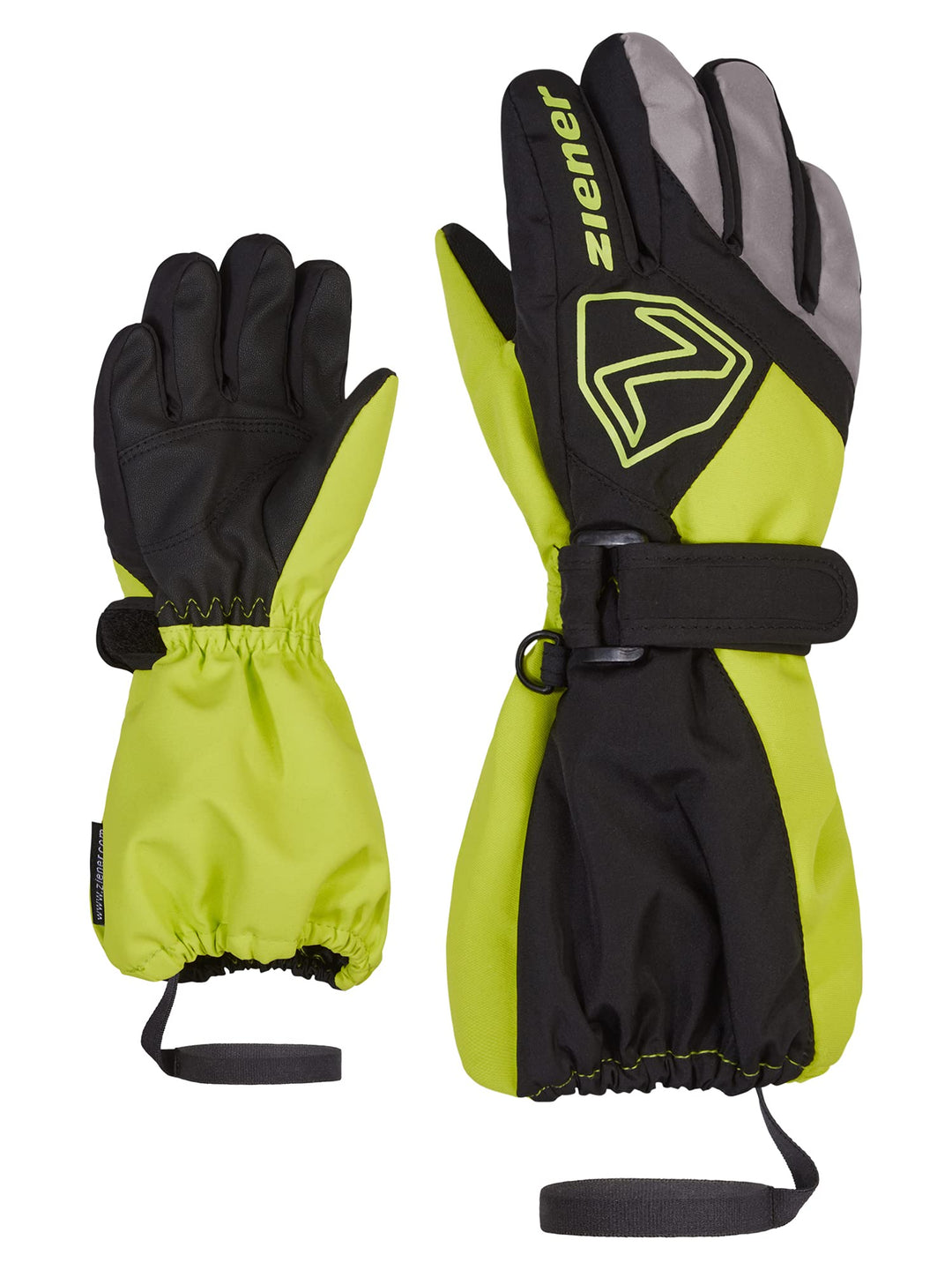 Ziener Unisex Baby Lauro Ski-Handschuhe/Winter | wasserdicht, Lange Stulpe, reflektierend 116 black.