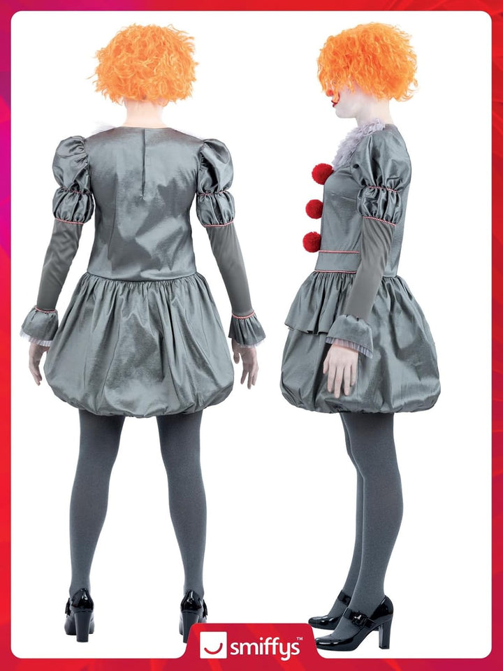 Smiffys IT Chapter Two Pennywise Kostüm für Erwachsene, Kleid mit Nackenrüschen und Strumpfhosen, gr
