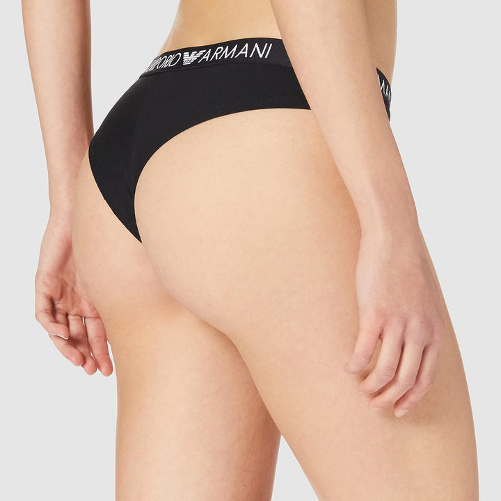 Emporio Armani Damen Bi-Pack Brazilian Brief Iconic Cotton Unterwäsche XS Black/Black, XS Black/Blac