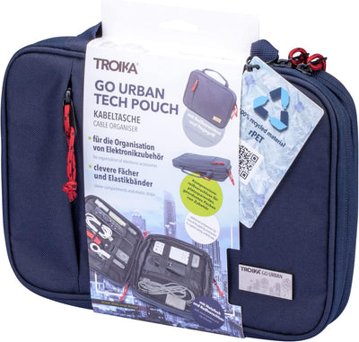 Troika Go Urban Tech Pouch Kabeltasche für Elektronikzubehör aus recyceltem Material in der Farbe Du