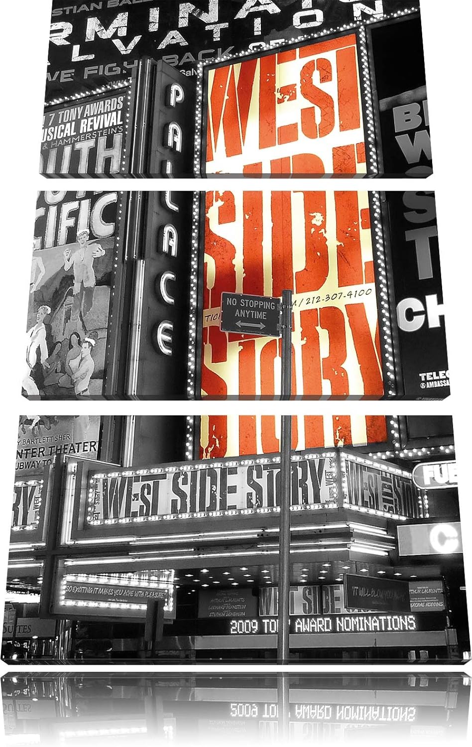 Pixxprint Programm des berühmten Broadway's als Leinwandbild/Grösse: 3 Teilig (120x80) cm/Wandbild/K