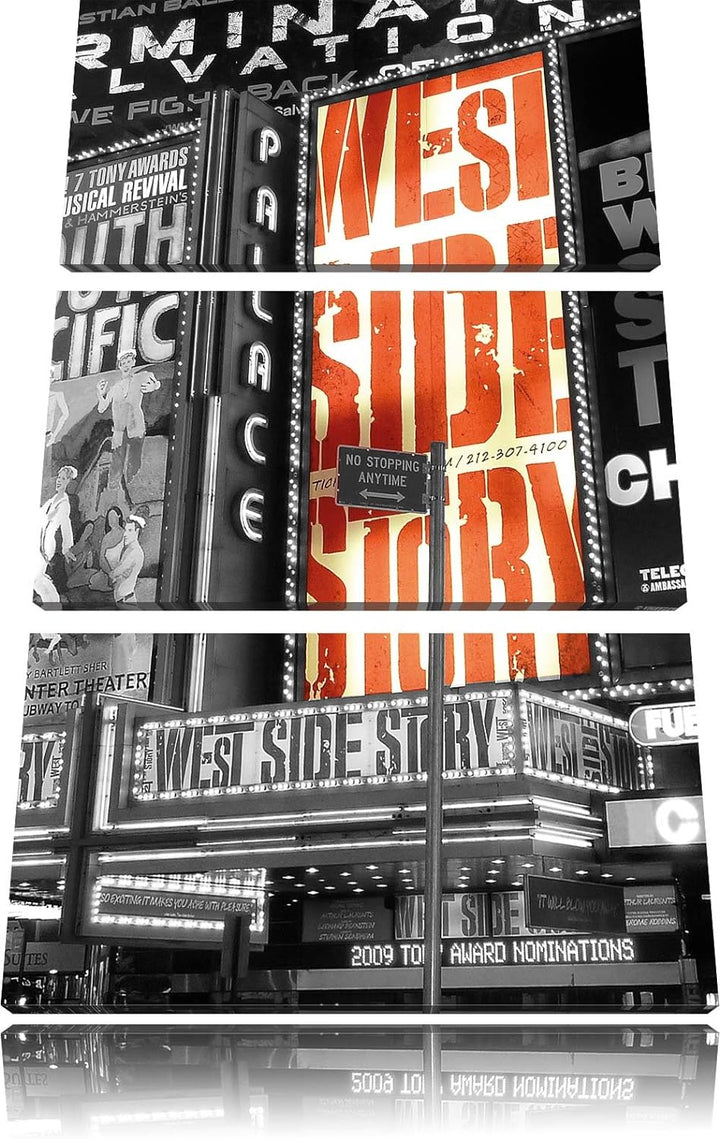 Pixxprint Programm des berühmten Broadway's als Leinwandbild/Grösse: 3 Teilig (120x80) cm/Wandbild/K