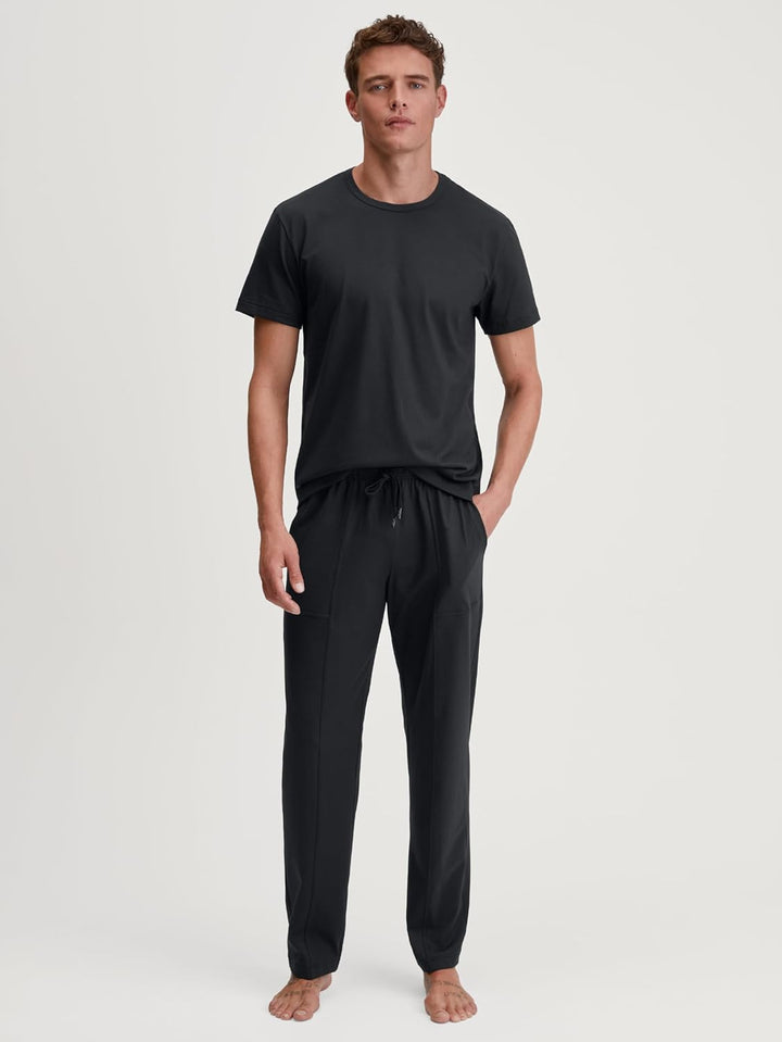 CALIDA Herren Rmx Sleep Leisure T-Shirt (1er Pack) 46-48 Schwarz, 46-48 Schwarz