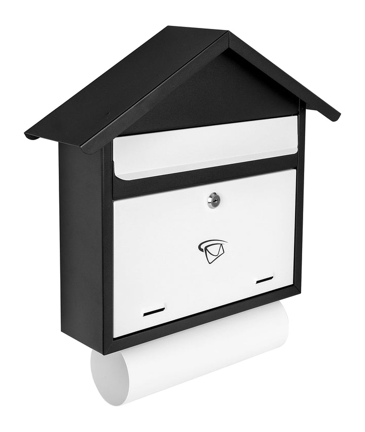 ADGO Modern Black &amp; White Edition Stylisch Briefkasten 500 mm x 370 mm x 110 mm Wandmontiert Wasserd