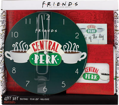 Paladone Central Perk Geschenkset mit Stoffhandtuch, Wanduhr und Notizblock, PP8418FR, Mehrfarbig, E