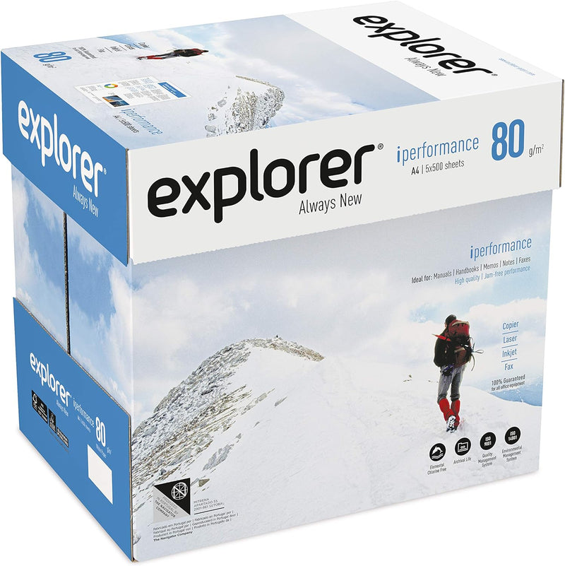 EXPLORER 5 x 2500 Blatt weisses Multifunktionspapier für A4 Drucker, 80 g, Weiss