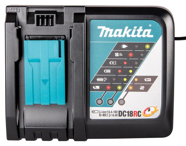 Makita Ladegerät DC18RC für 14,4 Volt und 18 Volt Schiebeakkus, 195584-2, Ladegerät