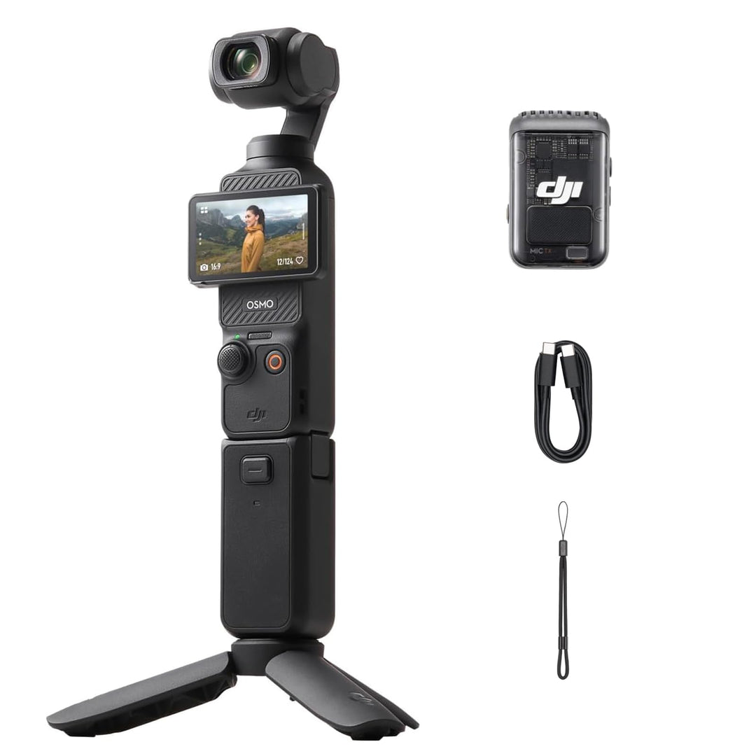DJI Osmo Pocket 3 Kreativ Combo Bundle, vlog Kamera 4K mit 1-Zoll-CMOS und 4K/120 fps Video, 3-Achse