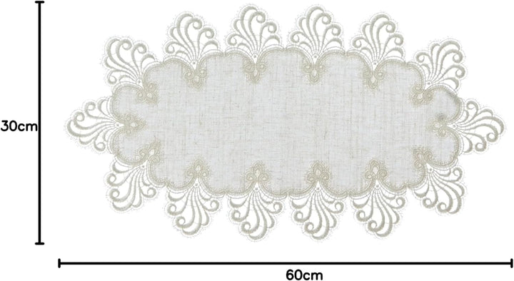 Plauener Spitze by Modespitze 3086L_11_3060 Tischdecke Nizza L, Grösse 30 x 60 cm, oval 60 x 30 cm (